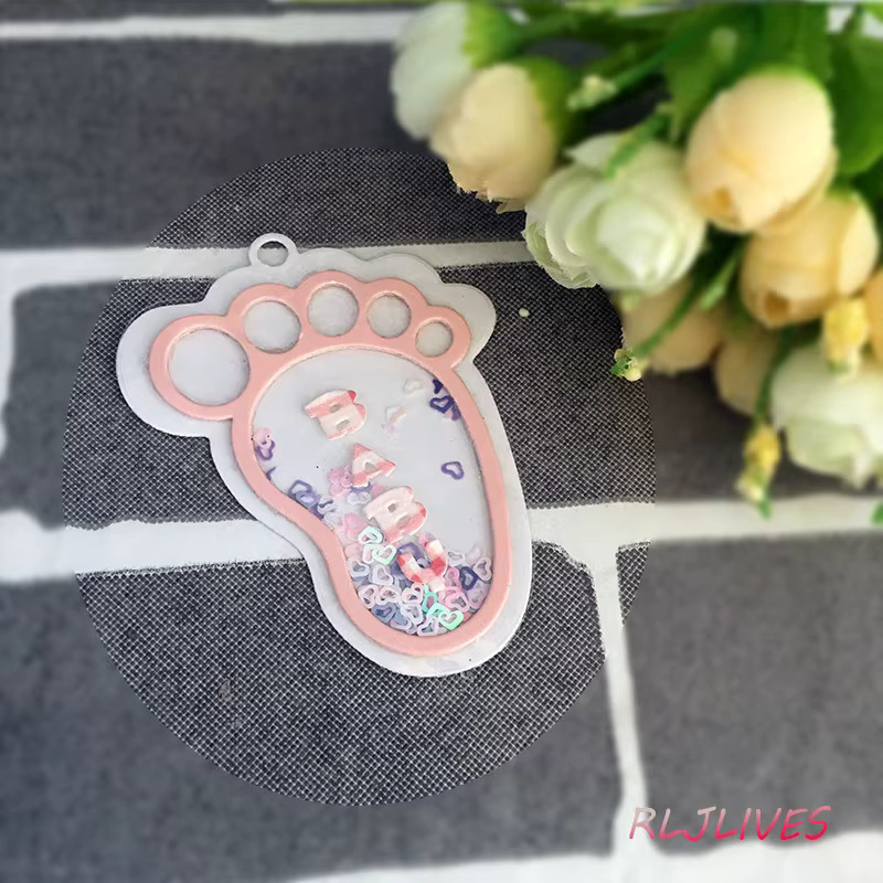 RLJLIVES Metall Schneidestempel Baby Fuß in Pink für DIY Scrapbooking und Fotoalben - Bild 2