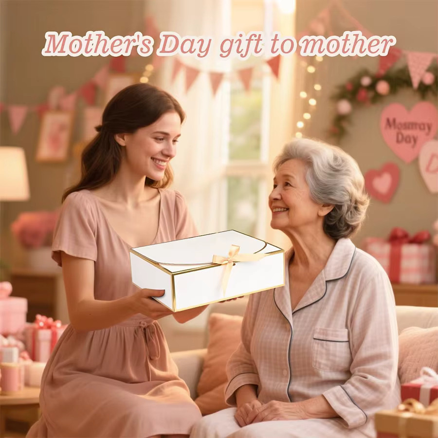 10er-Pack luxuriöse Geschenkboxen mit Deckel in Gold und Weiß, B/T/H: 26,9 x 20,3 x 7,9 cm - Bild 4