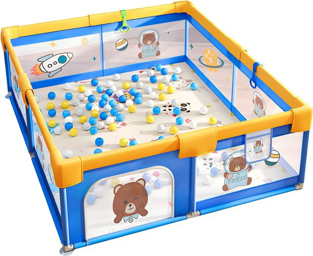 Ecosa Laufgitter faltbar, Spielgitter und Krabbelgitter für Bällebad, Mehrfarbig, B/T/H: 200 x 180 x 68 cm - Bild 1