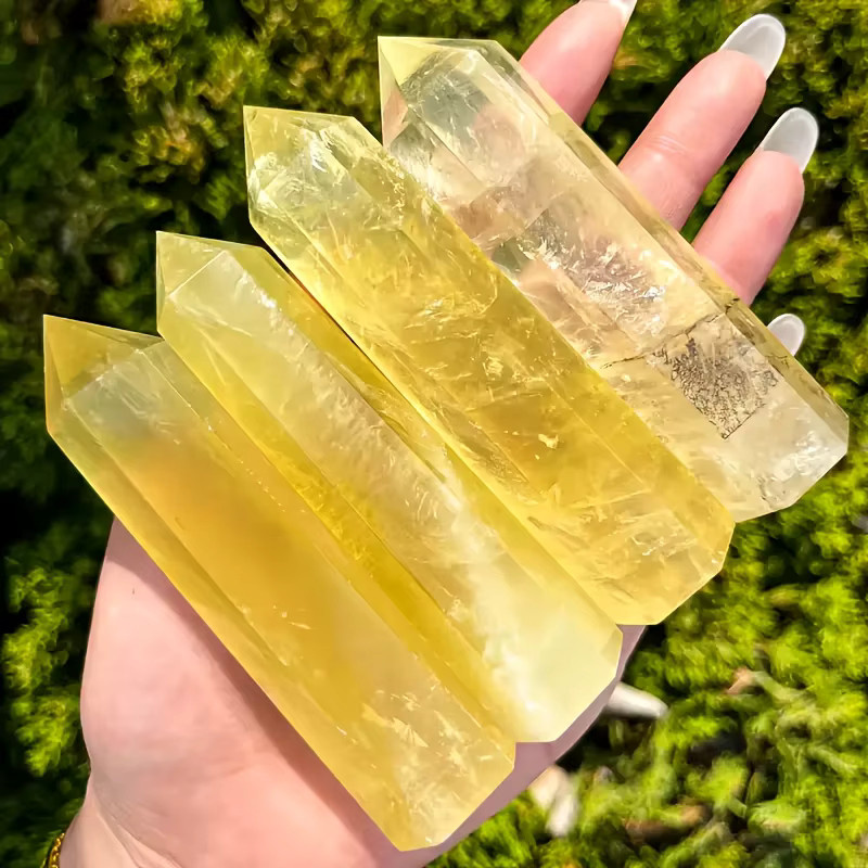 CrystalHola Citrin-Quarz Obelisk in Gelb mit Tigerhaut-Textur - Bild 2