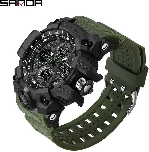 SANDA Armbanduhr, Quarz, Analog-Digital, Kunststoff, Schwarz, Herren - Bild 1