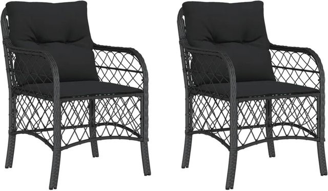 Furnicato Gartenstuhl aus PE-Rattan und Stahl in Schwarz mit Kissen, B/T/H: 58,5 x 67 x 86 cm - Bild 1