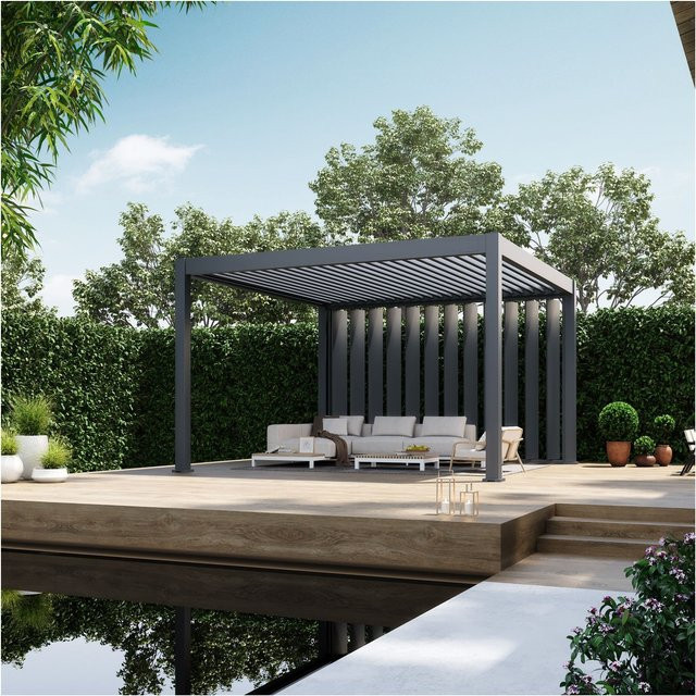 Weide Sichtschutzwand Pergola mit verstellbaren Lamellen, Anthrazit, Breite: 400 cm - Bild 1