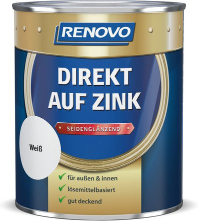 RENOVO Speziallack für Metall, weiß, lösemittelbasiert, wetterfest, seidenmatt, 0,75 l - Bild 1