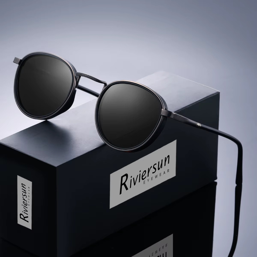RIVIERSUN Sonnenbrille, Rund, Vollrand, Metall, Schwarz, Unisex - Bild 1