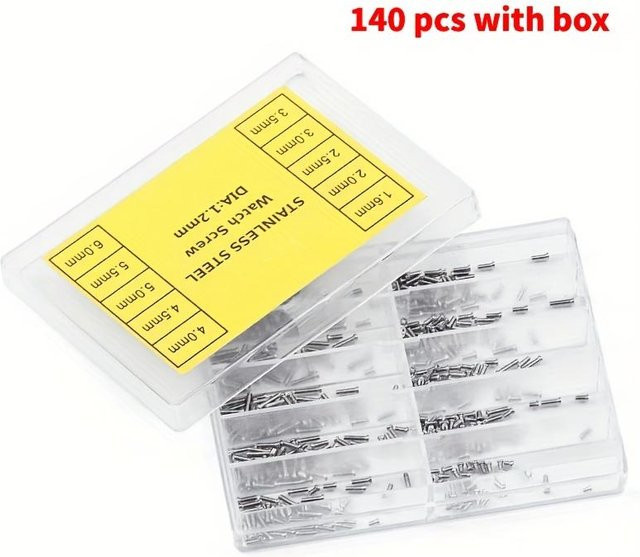 TodayDeal Uhrengehäuseboden Schrauben Set aus Edelstahl in Silber, 140 Stück Kreuzschlitzschrauben mit 1,2 mm Durchmesser im Sortimentskasten - Bild 1