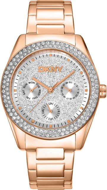 DKNY Damenuhr Chambers Multi Glitz, Quarz, Edelstahl, 36 mm, Silber - Bild 1