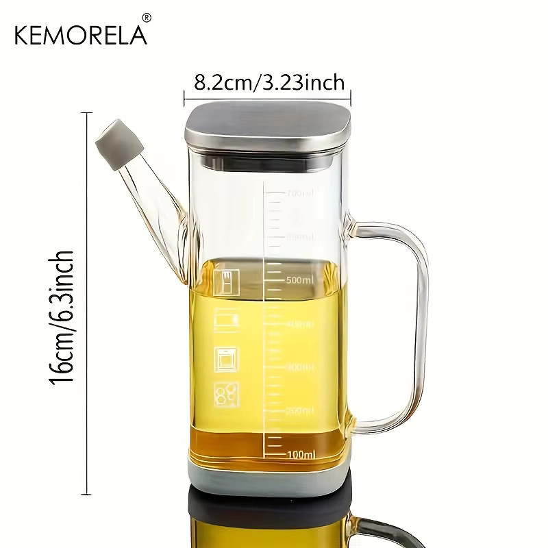 KEMORELA Glas-Olivenöl-Spenderflasche mit Messmarkierungen und tropfsicherem Ausgießer, transparent, 700 ml - Bild 5