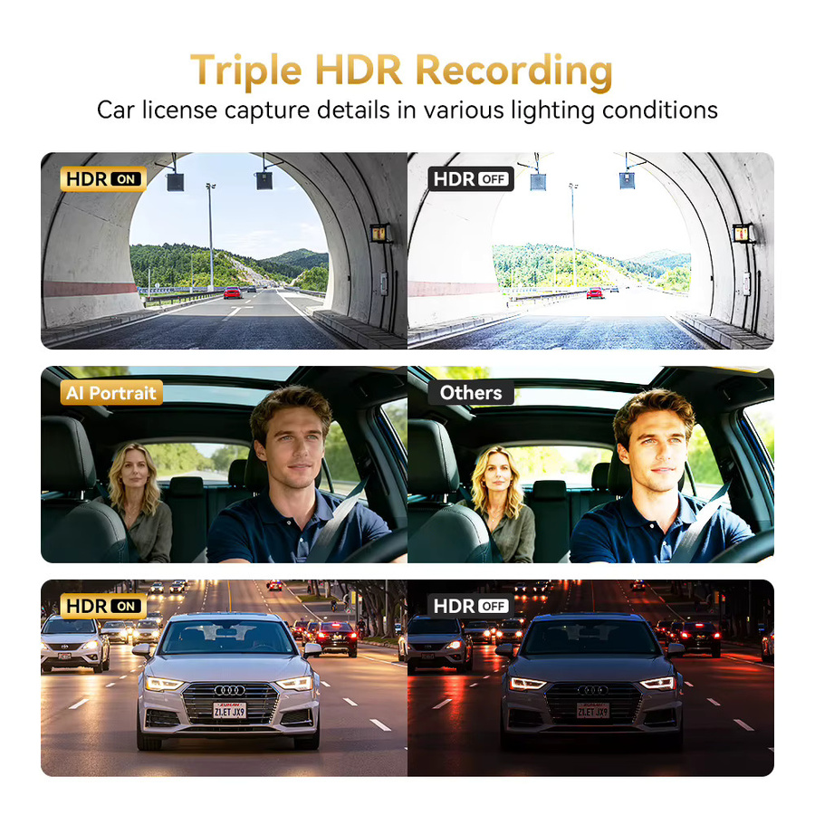 DDPAI Z60T Dashcam 3-Kanal mit 4K UHD, HDR und Nachtsicht, Schwarz, inklusive 24H Parküberwachung und ADAS, DVR Autokamera - Bild 5