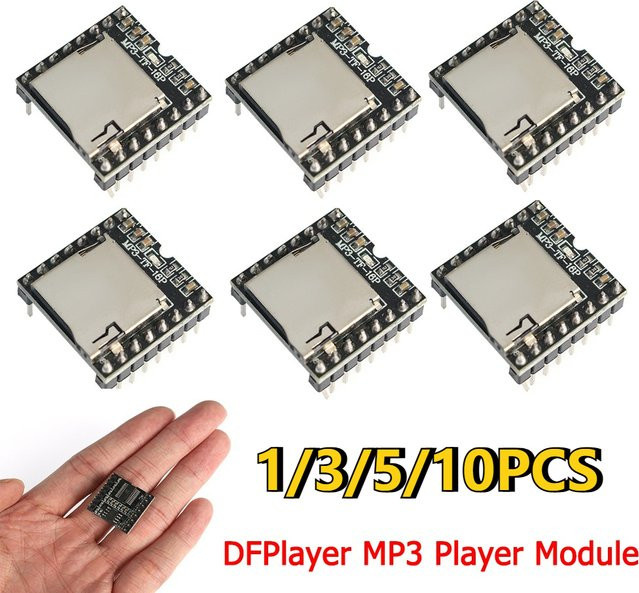 YTDMEN DFPlayer Mini MP3 Modul Kit mit TF-Kartenslot für Arduino, Schwarz - Bild 1