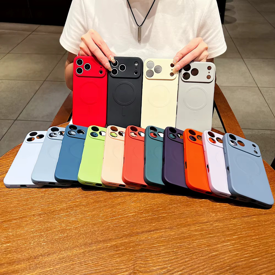 Original MagSafe Wireless-Ladehülle für Apple iPhone 17 Pro Max, Air 16, 17, E, 15, 14, 13 aus Flüssigsilikon in Beige und Multicolour mit Anti-Sturz-Schutz - Bild 3