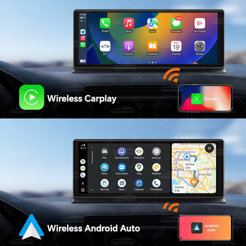 OBDPEAK K8 Pro Dashcam mit 11,3 Zoll Touchscreen, 5K Auflösung, GPS, 5G WiFi, Wireless CarPlay und Android Auto, Schwarz - Bild 3