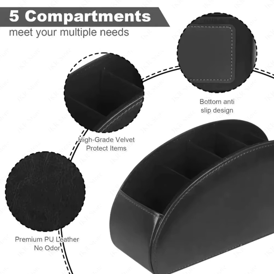 5-Fach Desktop-Aufbewahrungsbox Fernbedienungs-Organizer aus Kunststoff in Grau mit Multi-Gitter-Design - Bild 2