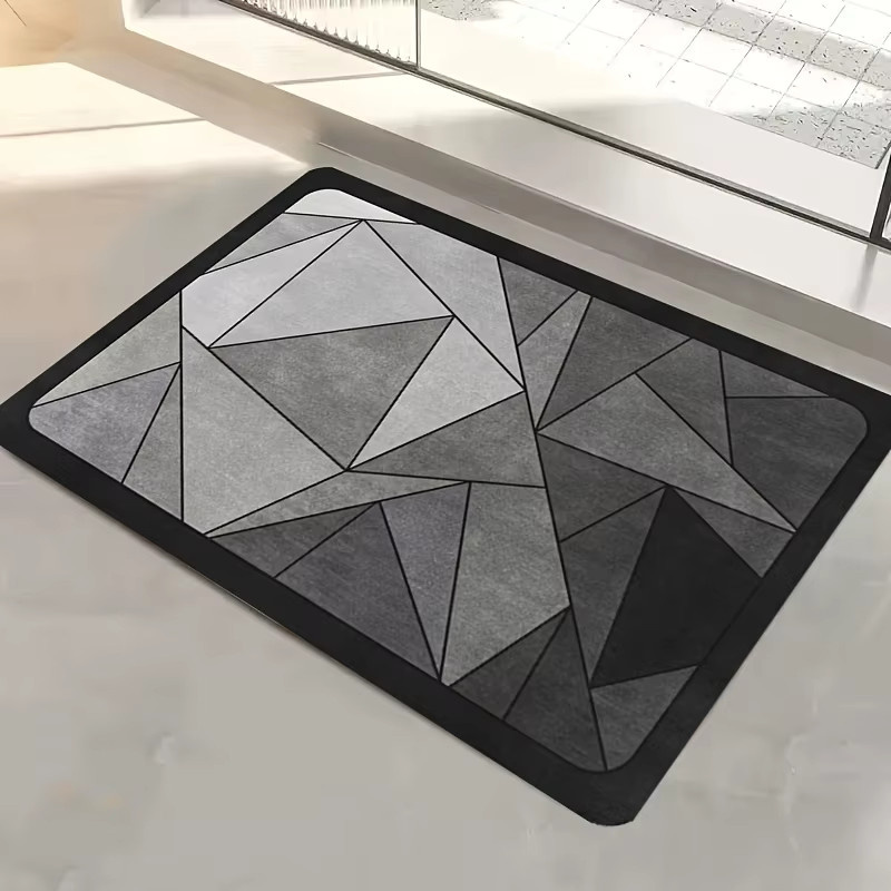 VIKAMA Badezimmer-Schlammteppich aus der minimalistischen Kollektion in Grau, geometrisches Design, schnell trocknend, rutschfest und waschbar - Bild 2