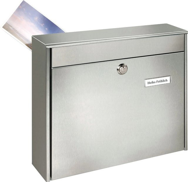 Burg Wächter Zaunbriefkasten Borkum 3878 aus Edelstahl in Silber - Bild 1