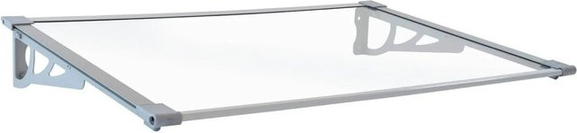 TRUTZHOLM Haustürvordach aus Aluminium und Polycarbonat in Grau mit transparenter Scheibe, B: 150 cm, T: 90 cm - Bild 1