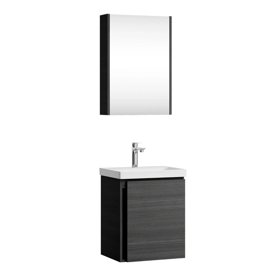 Planetmöbel Badmöbel Set Anthrazit mit Keramikwaschbecken und Spiegelschrank, Wandmontage, Soft Close, B: 50 cm, T: 37 cm, H: 49 cm - Bild 2