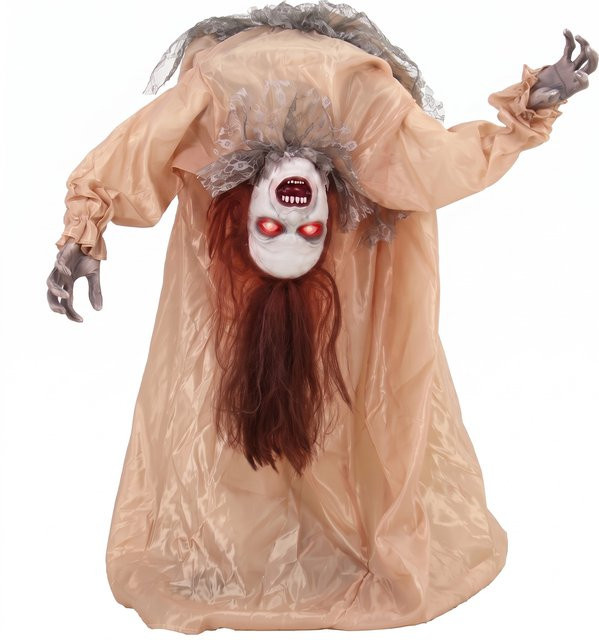 Aosom Animierter Halloween-Geist mit gebrochenem Rücken, 100 cm Höhe, Gruselige Schreie und leuchtende Augen, Geräusch- und berührungsaktiviert, für Innen und geschützten Außenbereich - Bild 1