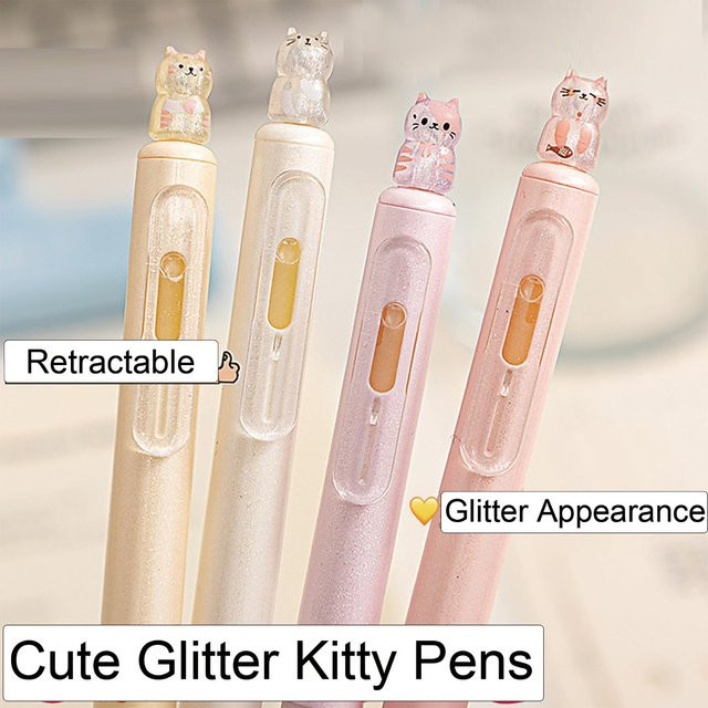 4 Stück Kawaii Cat Gelstifte mit feiner 0,5 mm Spitze in Mehrfarbig für Schule und Büro - Bild 1