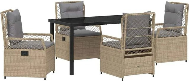 vidaXL Garten Essgruppe 5-teilig aus Poly-Rattan in Beige mit Stahlrahmen - Bild 1