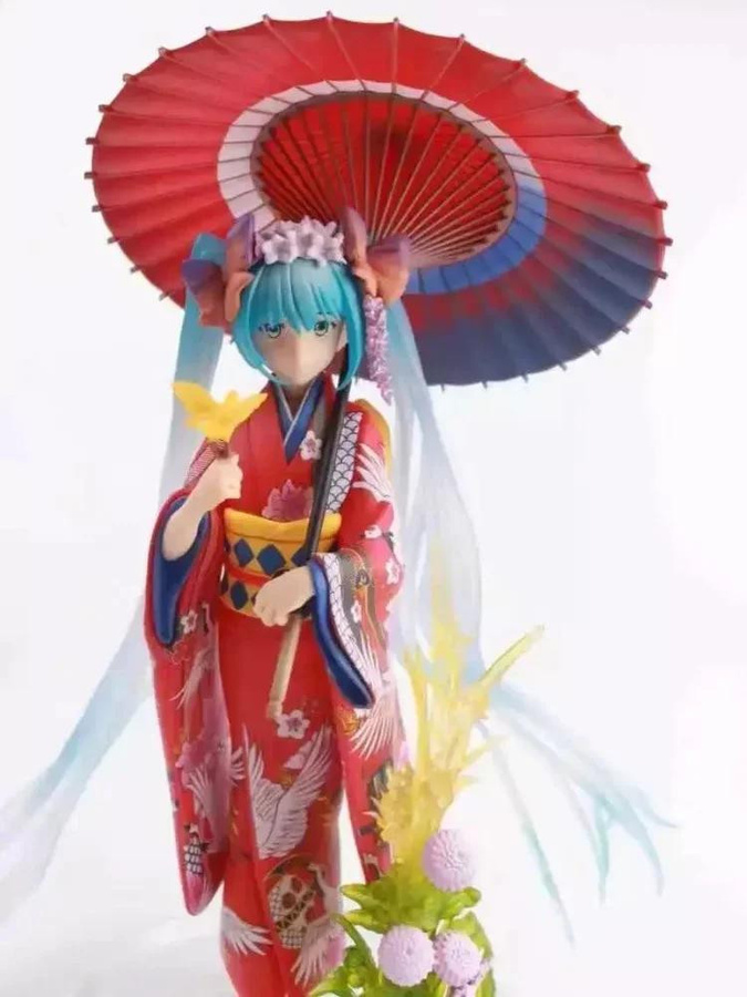 Fashnics Hatsune Miku Figur Regenschirm Kimono Statue Modell Puppe - Bild 2