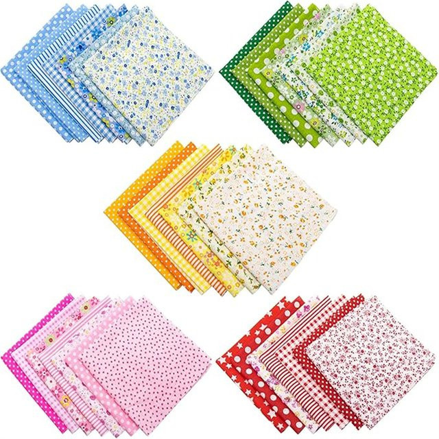 35er-Pack Baumwolldruck-Stoffquadrate mit Blumen- und Punktmustern in Multicolour für Quilten, Nähen und DIY Scrapbooking, B/B: 25 x 25 cm - Bild 1