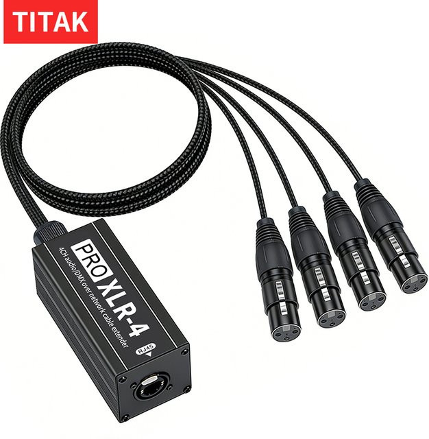 TITAK XLR-4 auf RJ45 Datenkabel Schwarz, 0,7 m Verlängerungskabel für Audio-DMX und Ethernet/LAN-Verbindungen - Bild 1