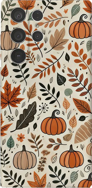 Handyhülle mit Halloween Herbst Blätter und Kürbis Design für Samsung Galaxy S25 S24 S23 Ultra Plus A35 A55 in Multicolour Glänzendes Hard Cover - Bild 1
