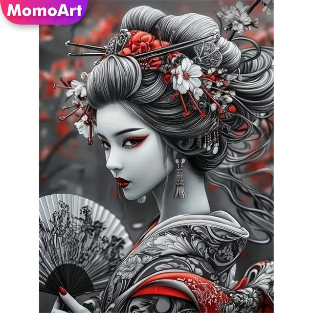 Momoart Diamant Mosaik Porträt Japanische Frau DIY Vollplatz Stickerei Set in Multicolour - Bild 1