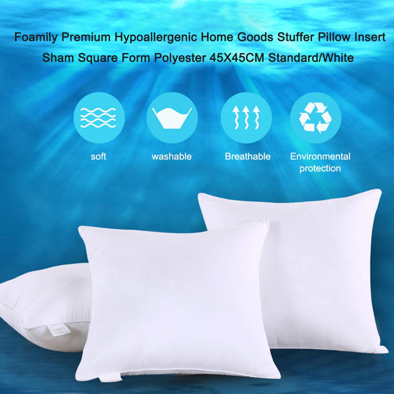 Foamily Premium Hypoallergener Kissenbezug mit Baumwollschale, quadratisch, Weiß, B/B: 45 x 45 cm - Bild 2