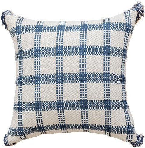 JMG Clothing Kissenbezug aus Jacquard-Stickerei in Blau mit Streifen und Quasten, B/T/H: 45 x 45 x 0 cm - Bild 1