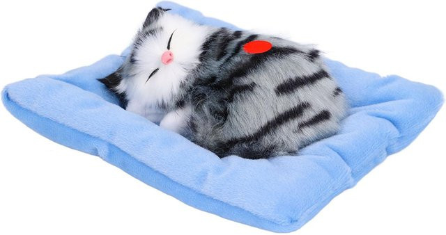 KaiSai Schlafende Katze Puppe, interaktives Haustierspielzeug, Grau - Bild 1
