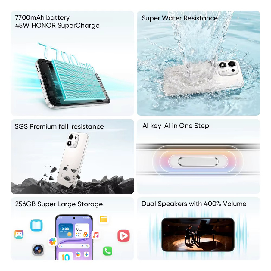 HONOR 600 Smart 5G Smartphone Silber mit 6,87 Zoll Display, 7700mAh Akku, 45W SuperCharge und 50MP Rückkamera - Bild 2