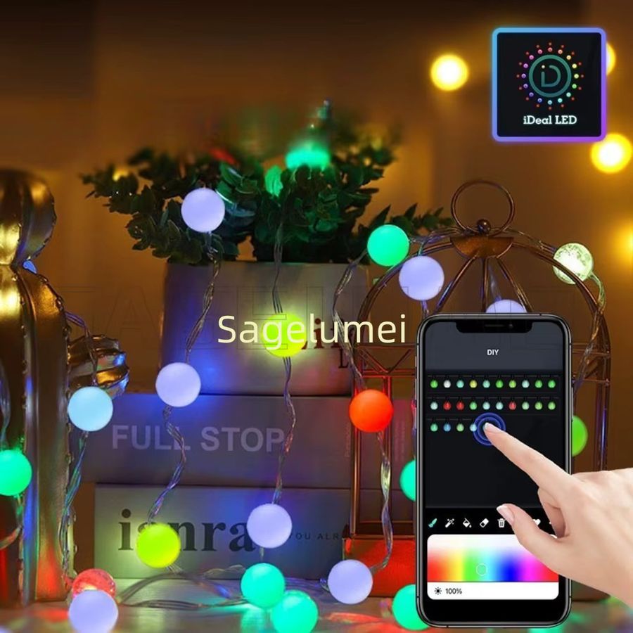SAGE LU MEI RGBIC LED Kugel-Lichterkette mit Bluetooth, App-Steuerung und Musik-Controller, wasserdicht für Outdoor, Camping und Gartendekoration - Bild 2