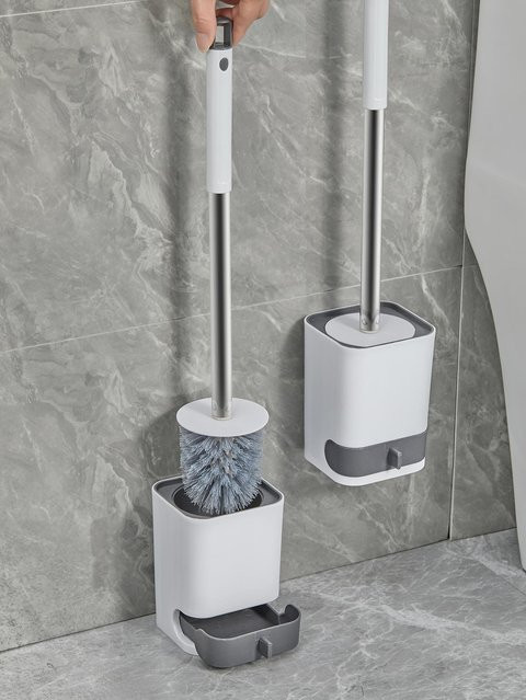 WORTHBUY Wand-WC-Bürste mit abtropfender Basis in Schwarz aus Kunststoff - Bild 1