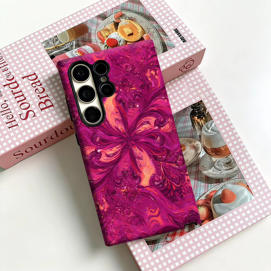 Stoßfeste Doppelschicht Handyhülle Magenta Swirl für Samsung Galaxy S25 Ultra, S24 und S23 Ultra Plus in Pink und Purple - Bild 3
