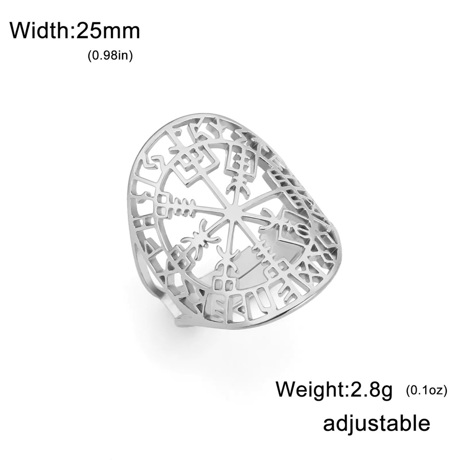 LIKGREAT Wikinger-Runen-Ring, Edelstahl, Silber, Unisex - Bild 2