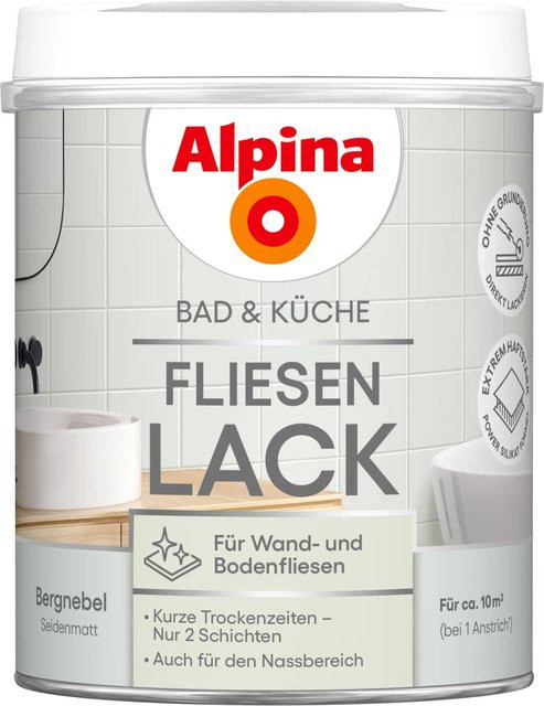 Alpina Fliesen-Lack Bad & Küche 2 Komponenten Bergnebel Seidenmatt 0,75 l - Bild 1