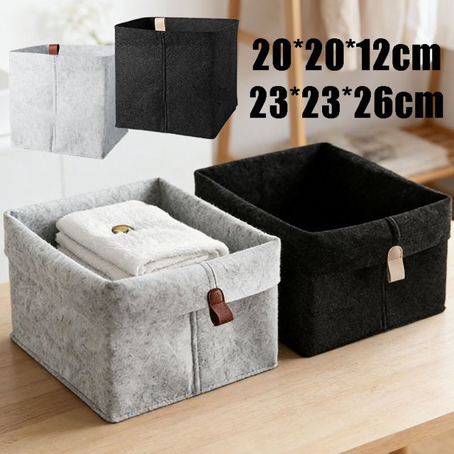 Trebalena Filz-Aufbewahrungskorb als Schreibtisch-Organizer und Mehrzweck-Box in Schwarz und Grau, B/T/H: 20,0 x 12,0 x 2,0 cm - Bild 1
