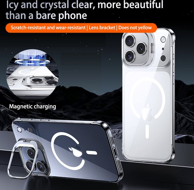Transparente Rahmenlose Handyhülle für iPhone mit magnetischer Linsenhalterung in Weiß - Bild 1