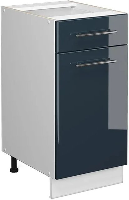 Vicco Schubunterschrank Fame-Line Hochglanz Weiß Dunkelblau Breite: 40 cm ohne Arbeitsplatte - Bild 2