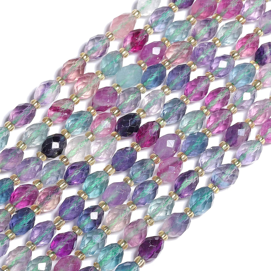 Perlen Fluorit-Quarz, oval, 8 x 7 mm, farbig - Bild 3
