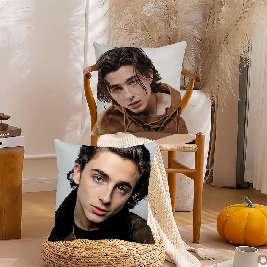 Kissenbezug mit Timothee Chalamet Motiv für Sofa und Schlafzimmer, Peach Skin Material, B/B: 18 x 18 cm - Bild 5