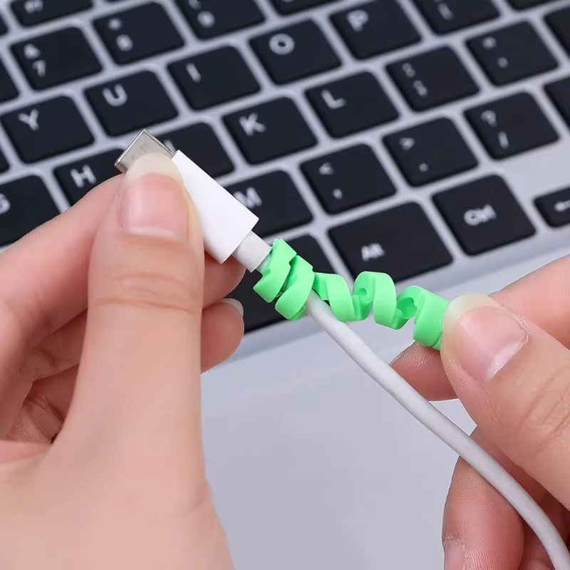 Silikon Kabelprotektor Spirale als Ladekabel Schutzhülle und Wickler für USB Telefon Ladegeräte in 4-20 Stück - Bild 3