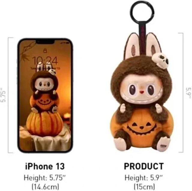 Labubu Halloween Kürbis Monster Blind Box Anhänger in Orange als Plüsch-Figur und Schreibtischornament - Bild 1