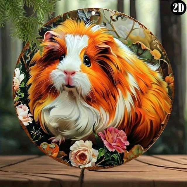Rundes Aluminiumschild mit Meerschweinchen-Design von CIFBUY, wetterfestes Metallschild für Innen und Außen, Durchmesser: 20,3 cm - Bild 1