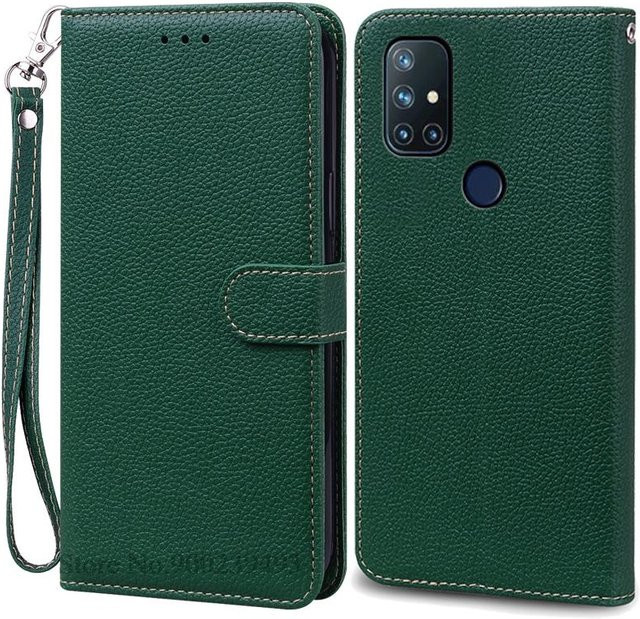 Nord N10 Leder Flip Wallet Cover für OnePlus Nord N10 5G in Grün - Bild 1
