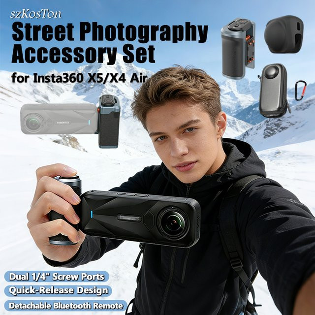 Insta360 Fotografie-Zubehörset für X4 Air X5 Action Camera in Schwarz mit Fotografie-Griff Objektivschutzabdeckung und Aufbewahrungstasche - Bild 1