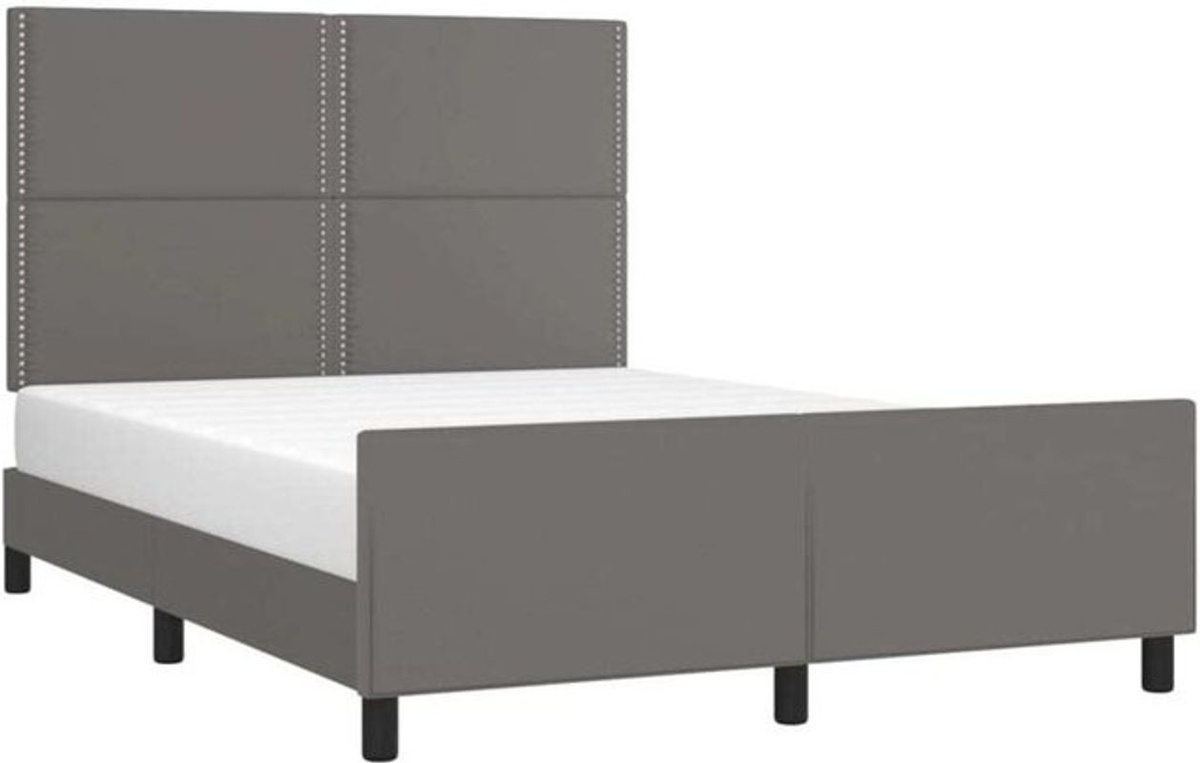 vidaxl Polsterbett mit Kopfteil aus Kunstleder in Grau, B/T: 140 x 200 cm - Bild 1
