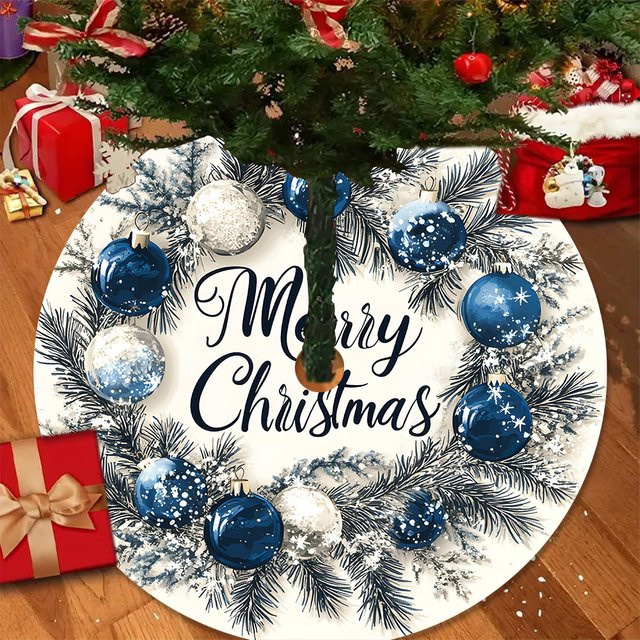 VIKAMA Blue Bell Weihnachtsbaumkleid in Blau mit floralem Design für festliche Dekoration - Bild 1